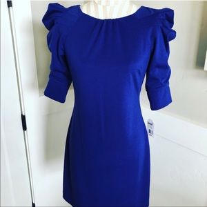 Ruffle shouldered cobalt dress
